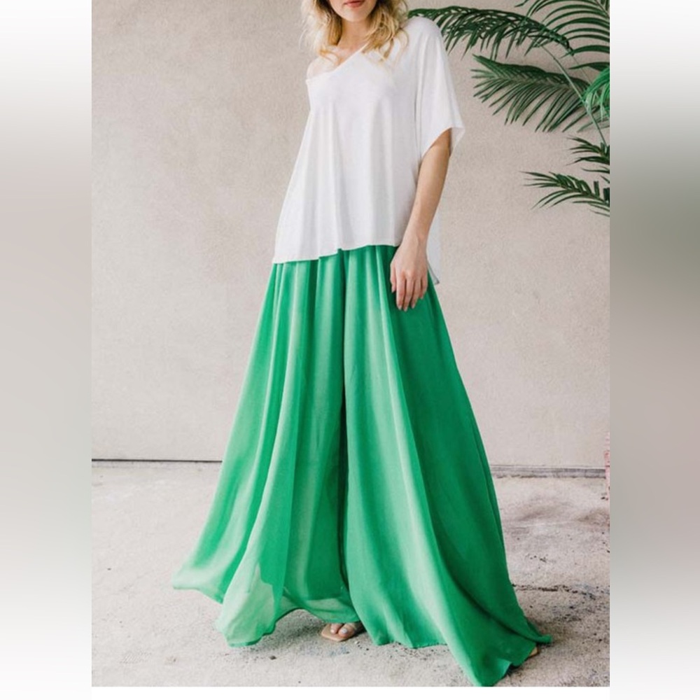 Elegant Green Wide Leg Pants